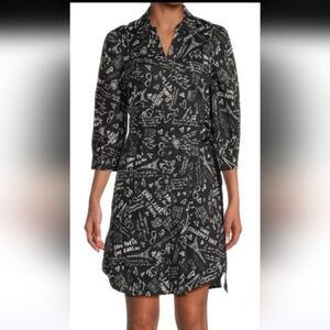 Karl Lagerfeld ParisLogo Print Belted Shirt Dress